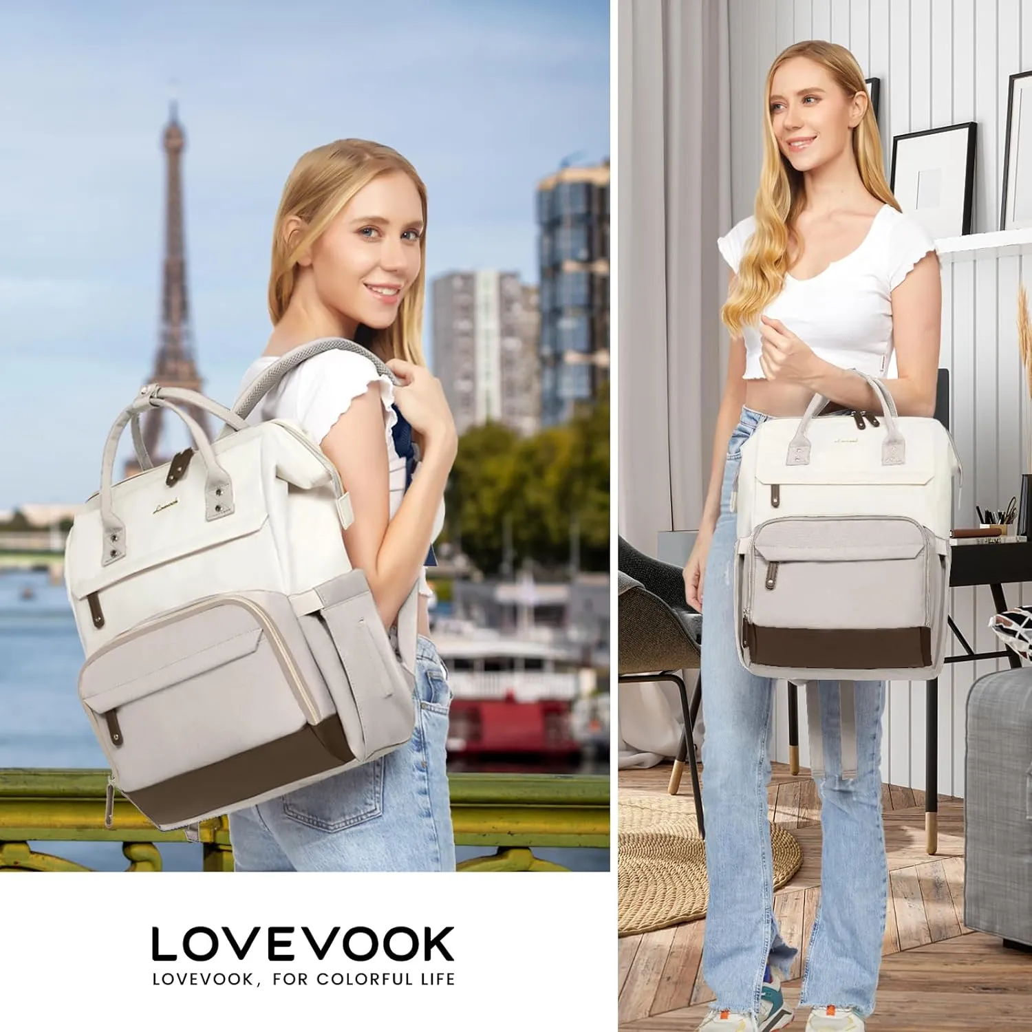 LOVEVOOK Laptop Backpack for Women, 17 Inch Work Business Backpacks Purse with USB Port, Large Capacity Nurse Bag College Bookbag for School, Waterproof Casual Daypack for Travel