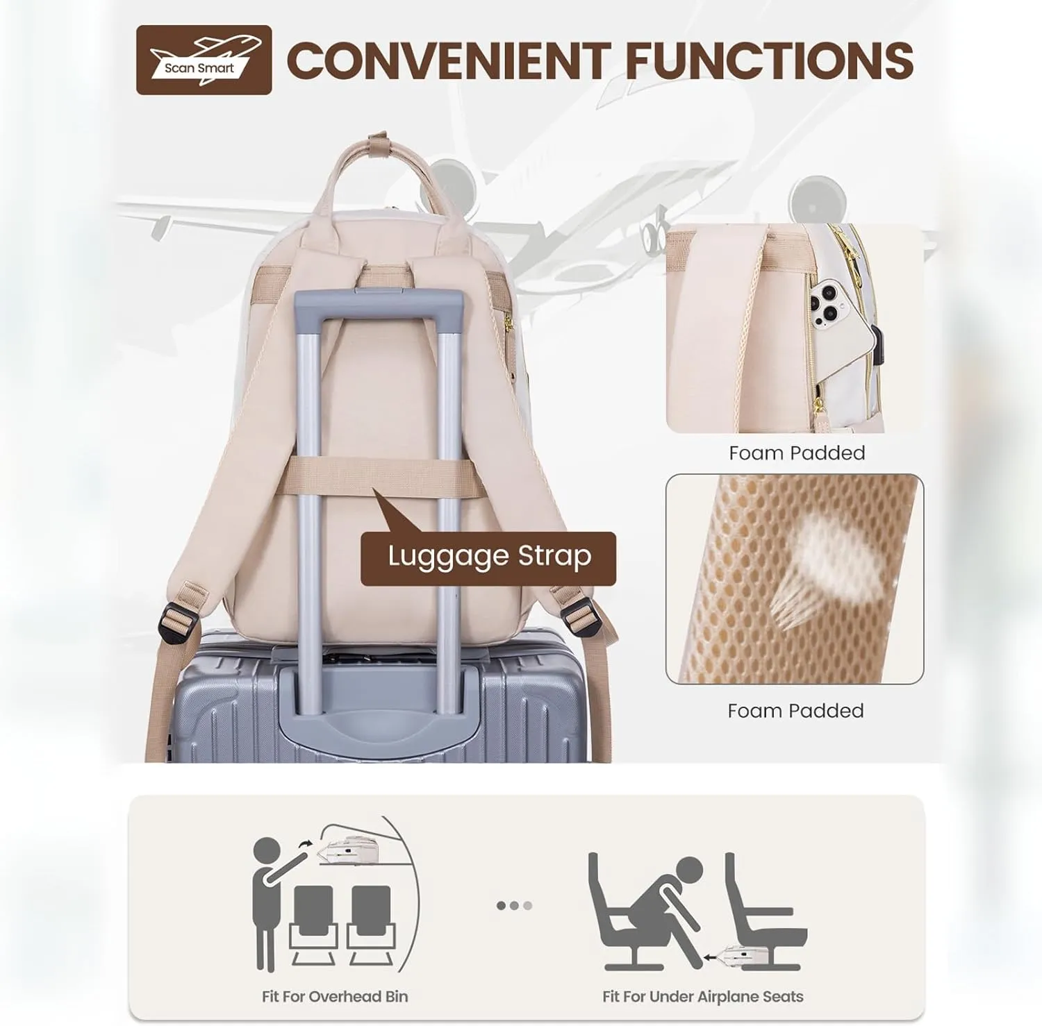 LOVEVOOK Laptop Backpack Women,Large Capacity 15.6 inch Laptop Bag Travel Backpack for Women,Computer Work College Teacher Backpacks with USB Port,Waterproof Personal Item Backpack Casual Daypack