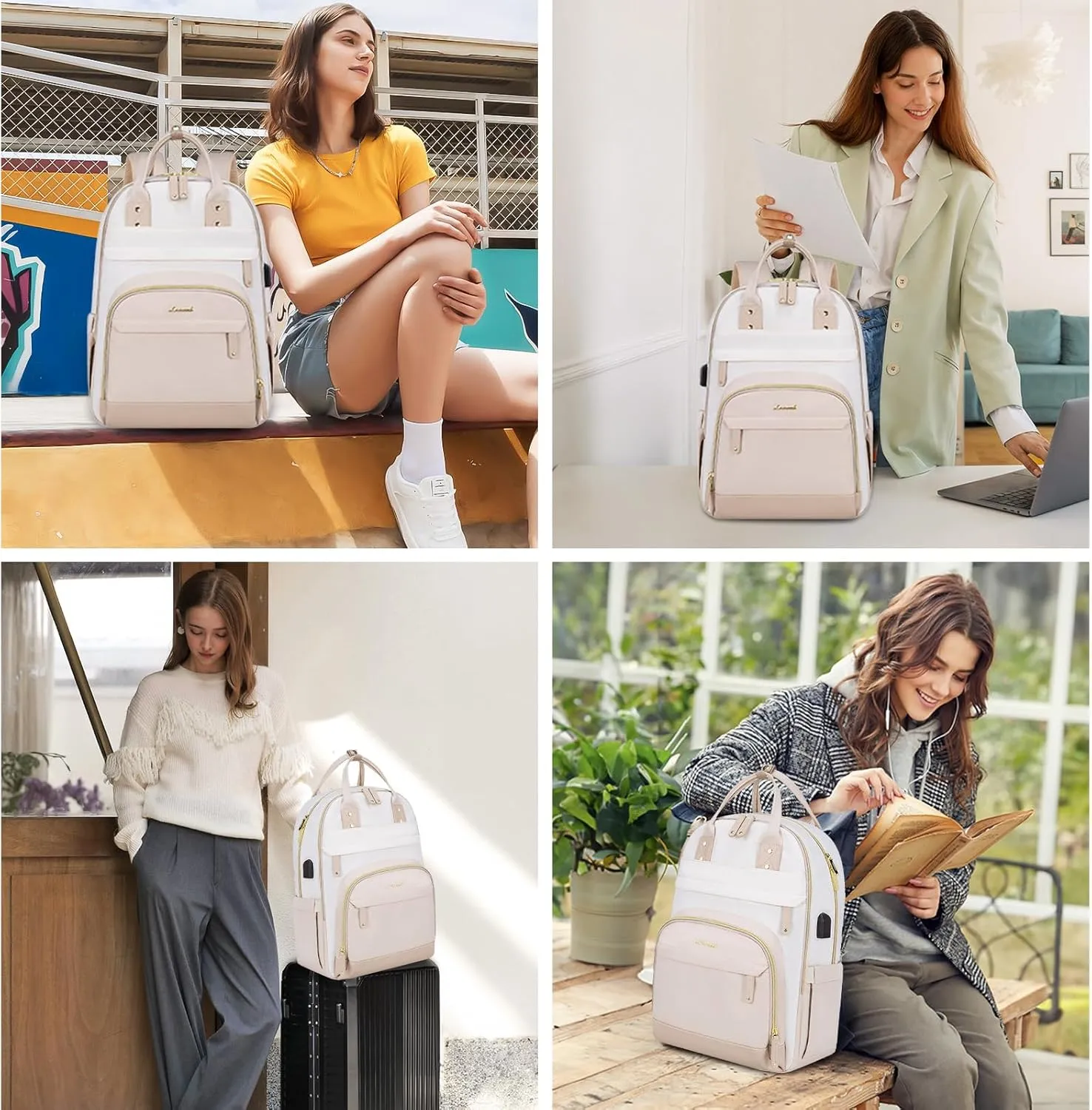 LOVEVOOK Laptop Backpack Women,Large Capacity 15.6 inch Laptop Bag Travel Backpack for Women,Computer Work College Teacher Backpacks with USB Port,Waterproof Personal Item Backpack Casual Daypack