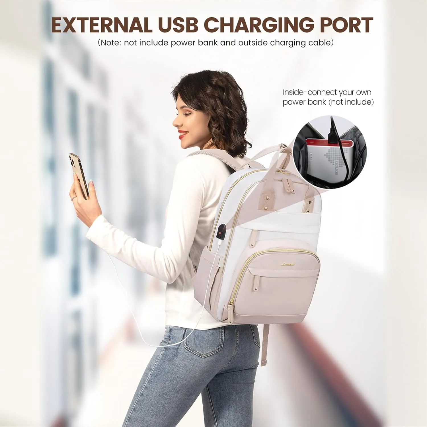 LOVEVOOK Laptop Backpack Women,Large Capacity 15.6 inch Laptop Bag Travel Backpack for Women,Computer Work College Teacher Backpacks with USB Port,Waterproof Personal Item Backpack Casual Daypack