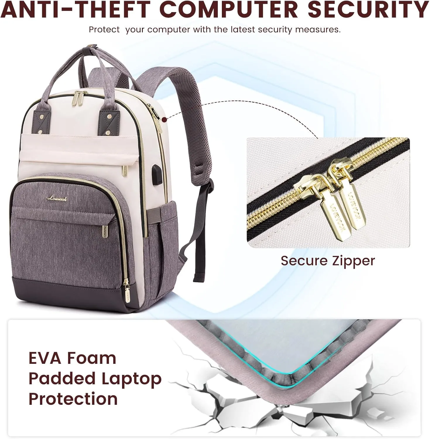 LOVEVOOK Laptop Backpack Women,Large Capacity 17.3 inch Laptop Bag Travel Backpack for Women,Computer Work College Teacher Backpacks with USB Port,Waterproof Personal Item Backpack Casual Daypack