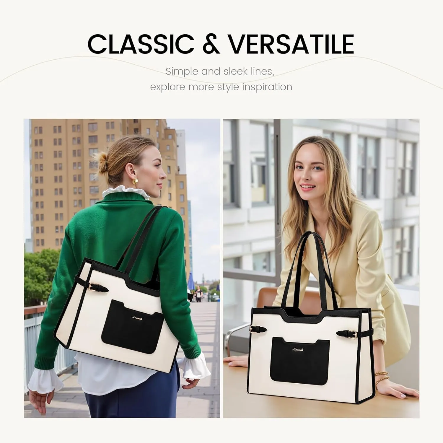 LOVEVOOK Laptop Bag for Women 15.6 Inch Leather Work Tote Bags Large Capacity Work Bag with Clutch Purse Waterproof Computer Bags for Laptops for Women Business Office