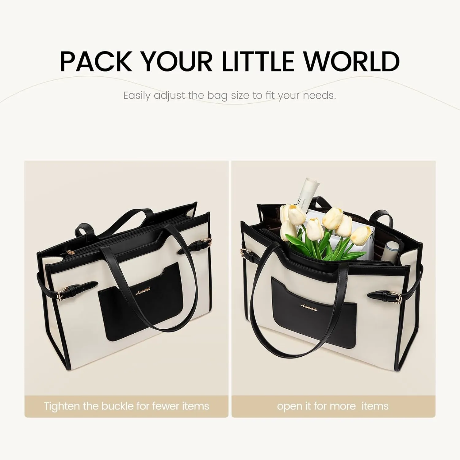 LOVEVOOK Laptop Bag for Women 15.6 Inch Leather Work Tote Bags Large Capacity Work Bag with Clutch Purse Waterproof Computer Bags for Laptops for Women Business Office