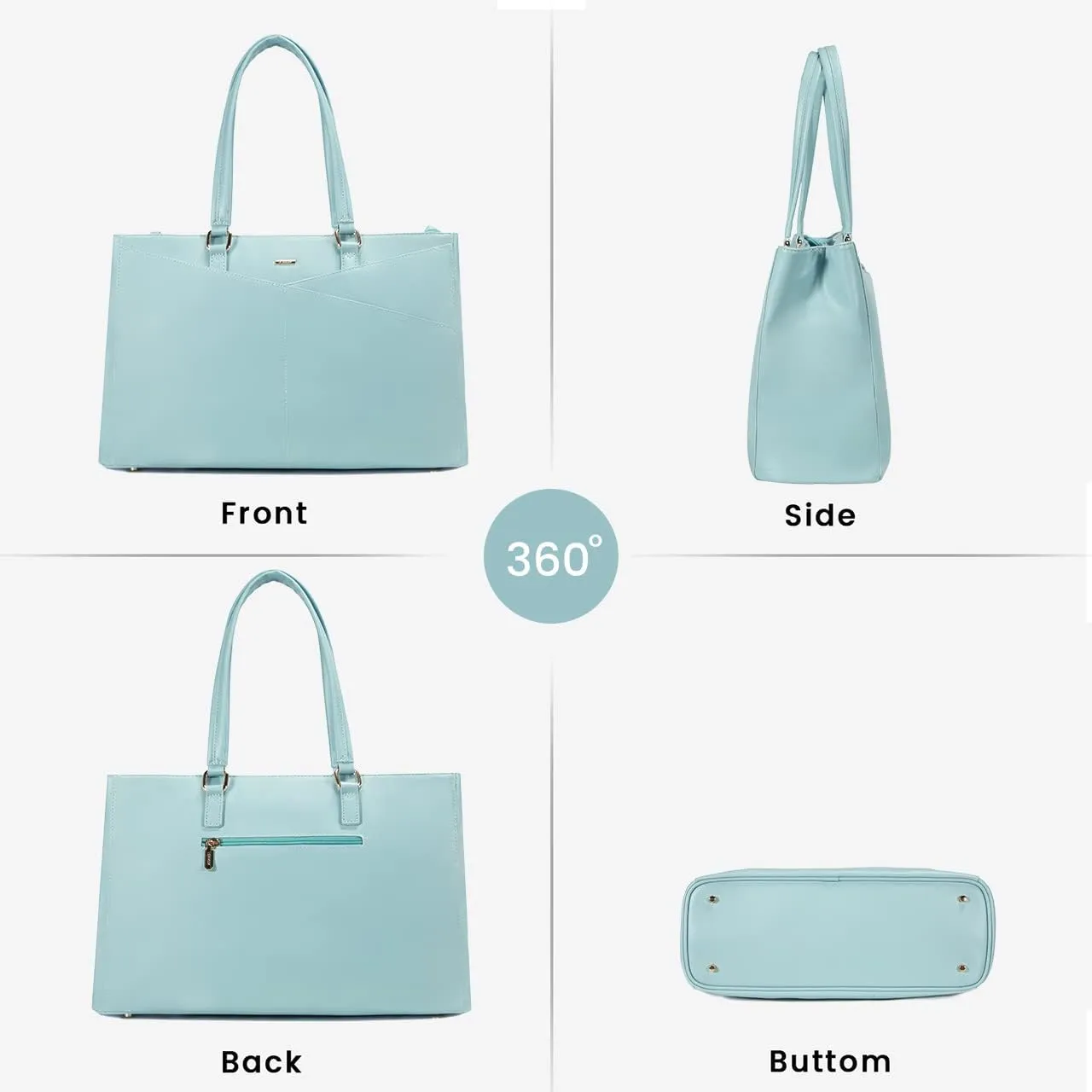 LOVEVOOK Laptop Bag for Women 15.6 Inch Tote Bags Waterproof Leather Briefcase Computer Women Business Office Work Bag,Cyan-Blue
