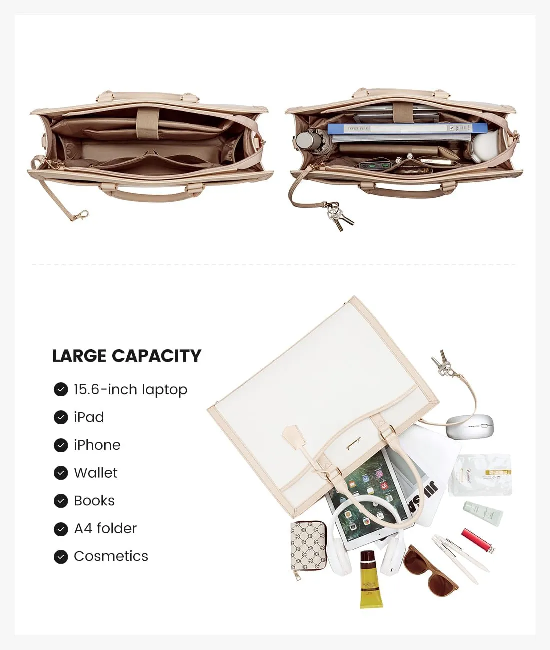 LOVEVOOK Laptop Tote Bag for Women, Office Work Bag Briefcase fit for 15.6 inch Laptop, Large Capacity Teacher Bag Handbag