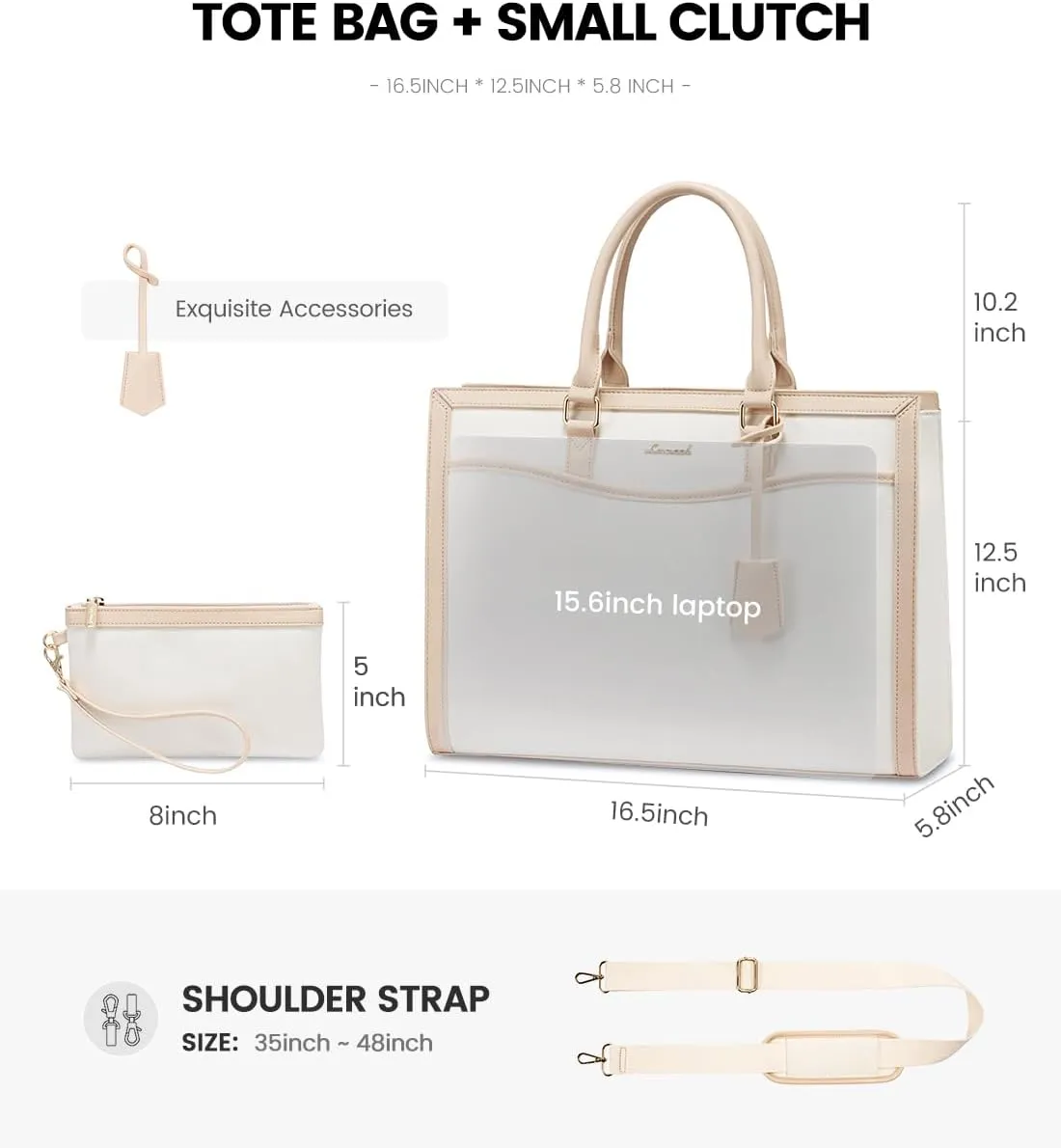 LOVEVOOK Laptop Tote Bag for Women, Office Work Bag Briefcase fit for 15.6 inch Laptop, Large Capacity Teacher Bag Handbag