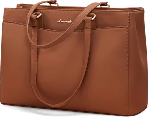 LOVEVOOK Laptop Tote Bag for Women, Teacher Bag Work Tote Bags, 17 Inch Waterproof Leather Computer Bag, Fashion Handbag Business Professional Briefcase Office Shoulder Bag