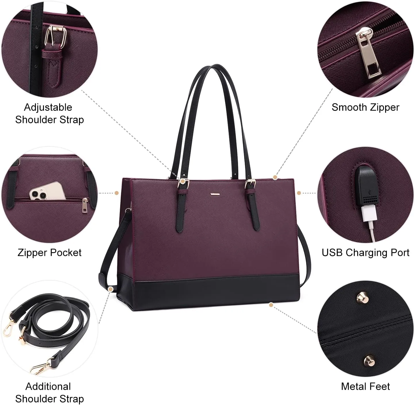 LOVEVOOK Laptop Tote for Women, Fashion Computer Bag 15.6 Inch Large Handbag, Shoulder Bag Purse for Business Work
