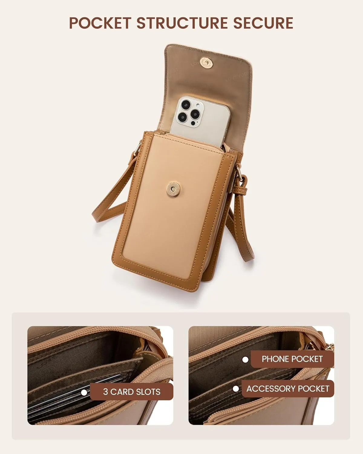 LOVEVOOK Small Crossbody Bags for Women, Leather Phone Bag with Cross Body Strap Mini Purse Wallet with Card Slots
