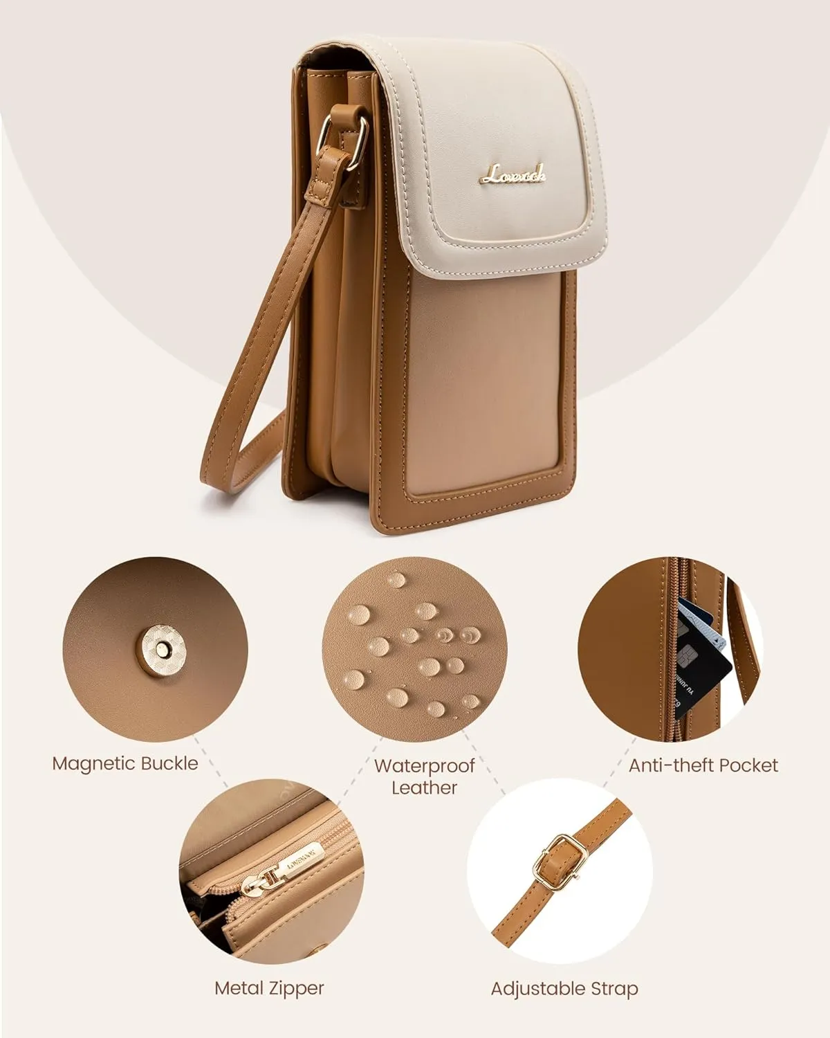 LOVEVOOK Small Crossbody Bags for Women, Leather Phone Bag with Cross Body Strap Mini Purse Wallet with Card Slots