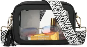 LOXOMU Clear Crossbody Bag Stadium Approved - Waterproof Clear Purses for Women Stadium Bag with Adjustable Guitar Strap