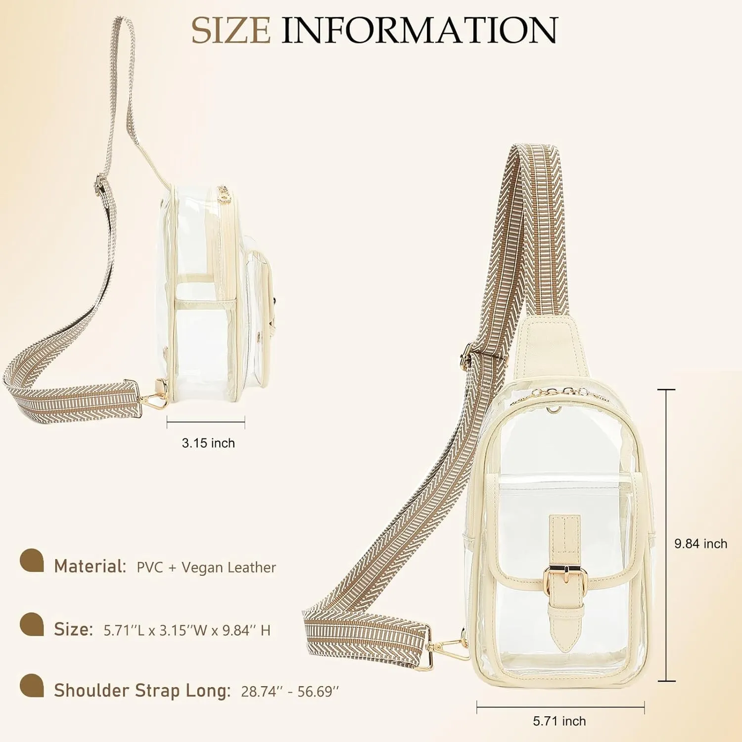 LOXOMU Clear Sling Bag for Stadium Events - Crossbody Purse for Women, Chest Bag Stadium Approved