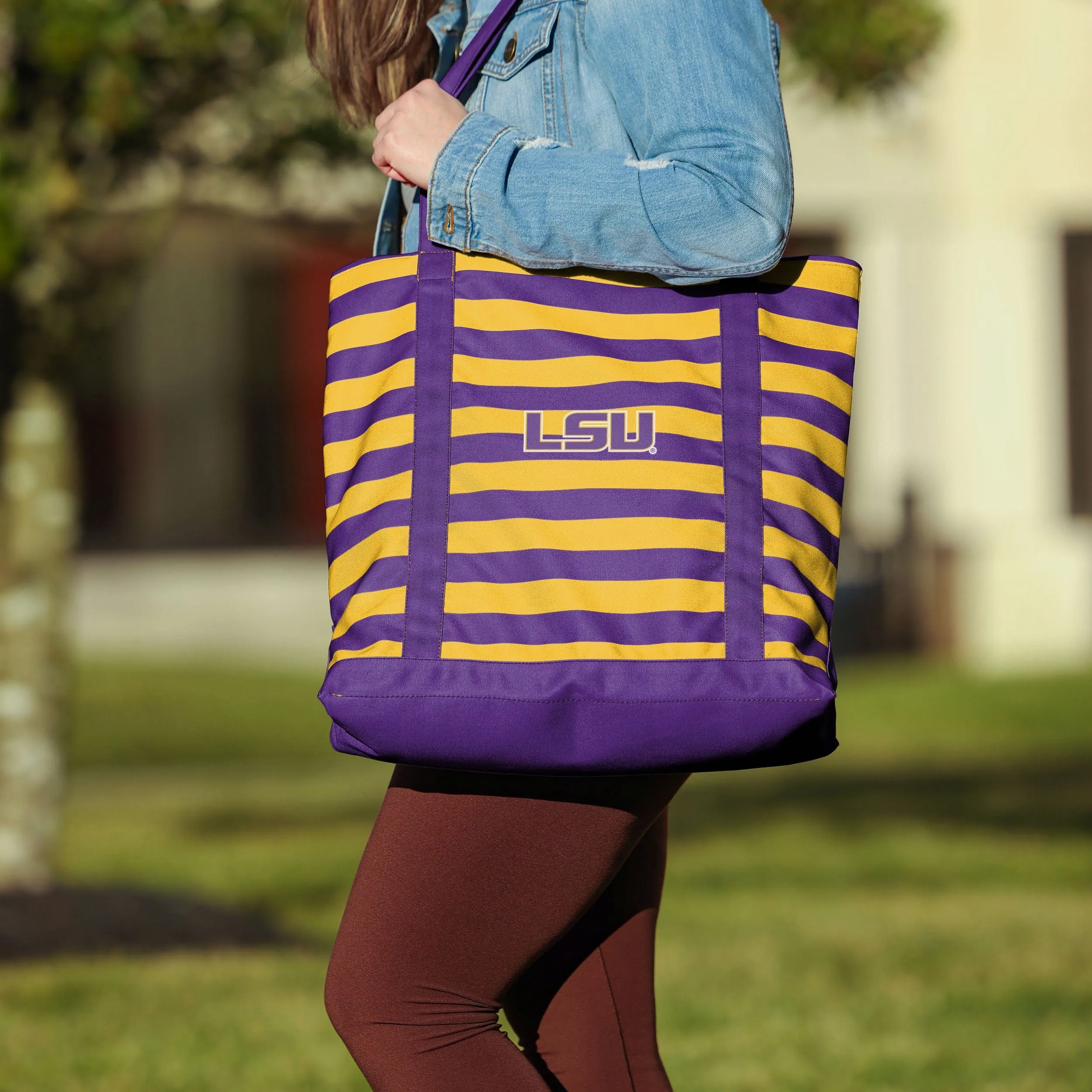 LSU Tigers Team Stripe Canvas Tote Bag