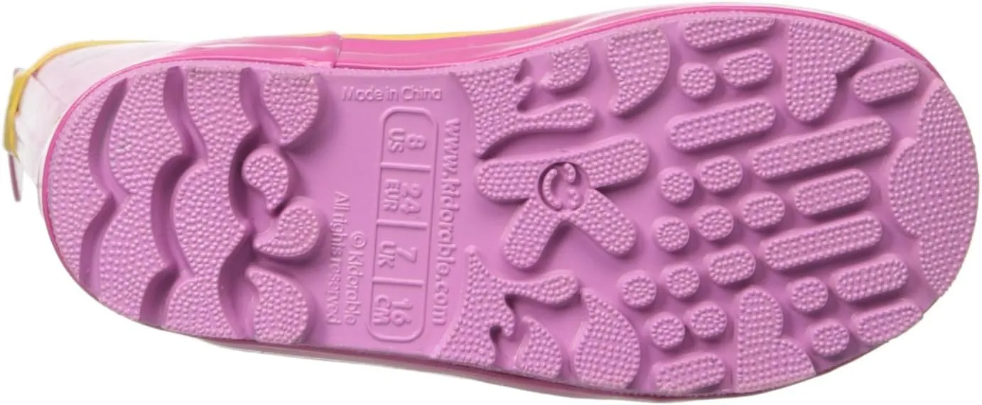 Lucky Cat Rainboots, Pink, Kids Sizes, Natural Rubber Boots with Cotton Lining, Pull On Heel Tab & Non-Slip Sole