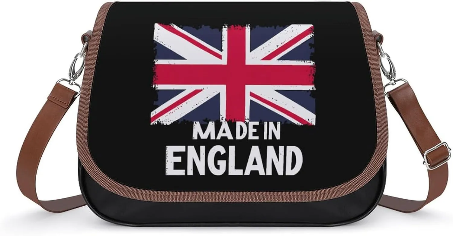 Made in England British Flag Union Jack Crossbody Bags for Women Leather Tote Bag Handbag Purse for Work Travel