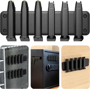 Magnetic Ammunition Holder，Double Sided Gun Magnet for Gun Magazines, Knives, Organize Mount in Gun Safe, Cabinet, Wall, Door, Ammo Storage Accessories for Handgun, Pistol and Rifle Mags