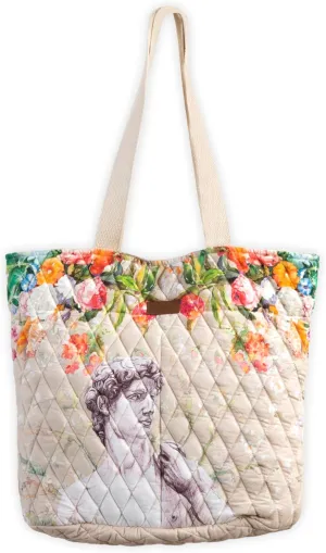 Maison d' Hermine Shopping Bags Cotton Quilted Tote Bag with Zipper Pockets Small Pouch Reusable Grocery Bag Work Travel