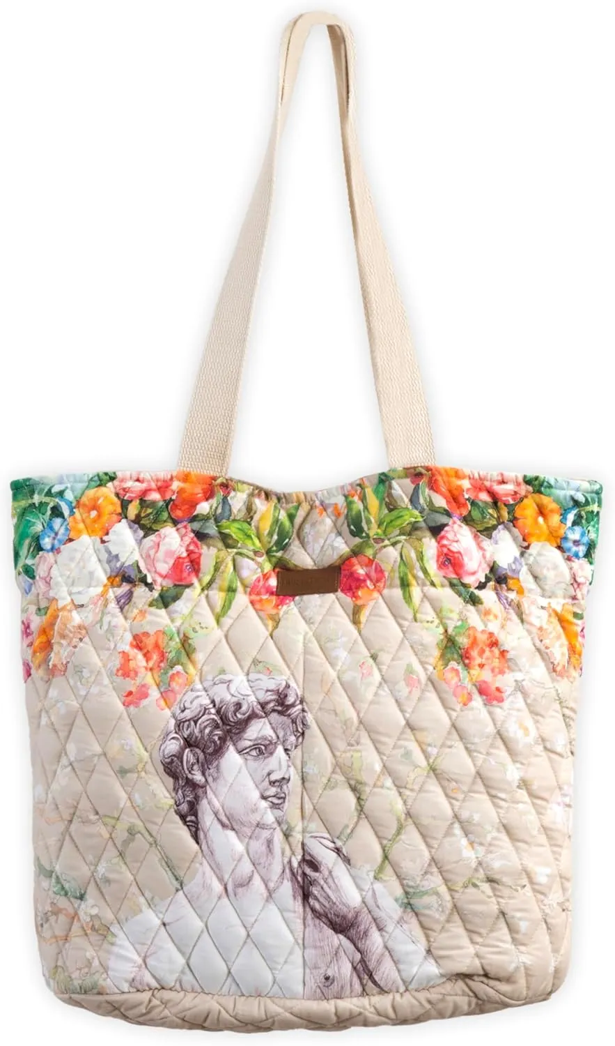Maison d' Hermine Shopping Bags Cotton Quilted Tote Bag with Zipper Pockets Small Pouch Reusable Grocery Bag Work Travel