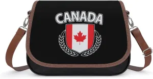 Maple Leaf Canada Flag Cute Crossbody Purses for Women Leather Shoulder Bag Adjustable Shoulder Strap Handbag