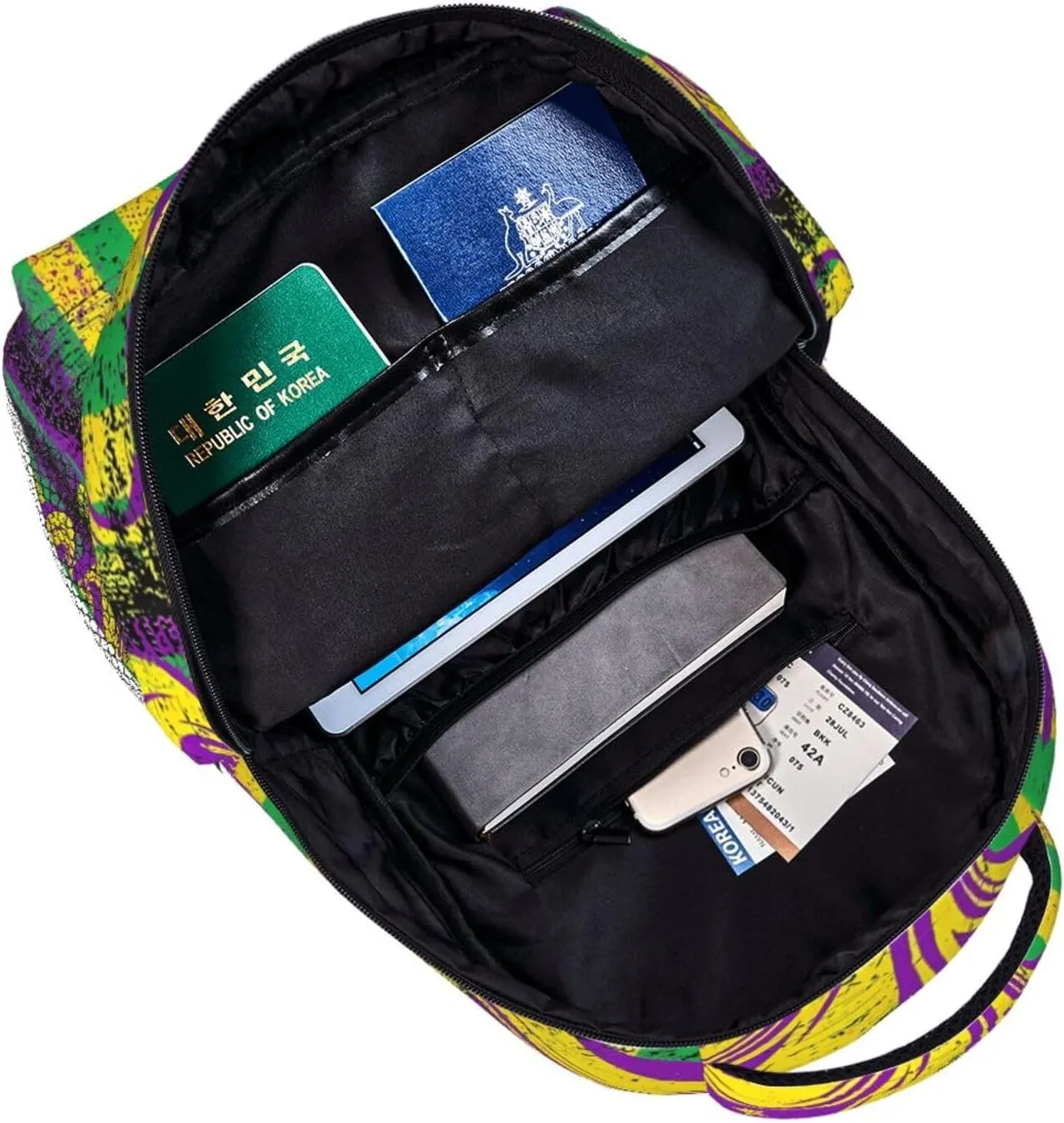 Mardi Gras American Flag Carnival Celebration Backpack Casual Laptop Backpack Lightweight Double Shoulder Bag Travel Daypack For Women Men