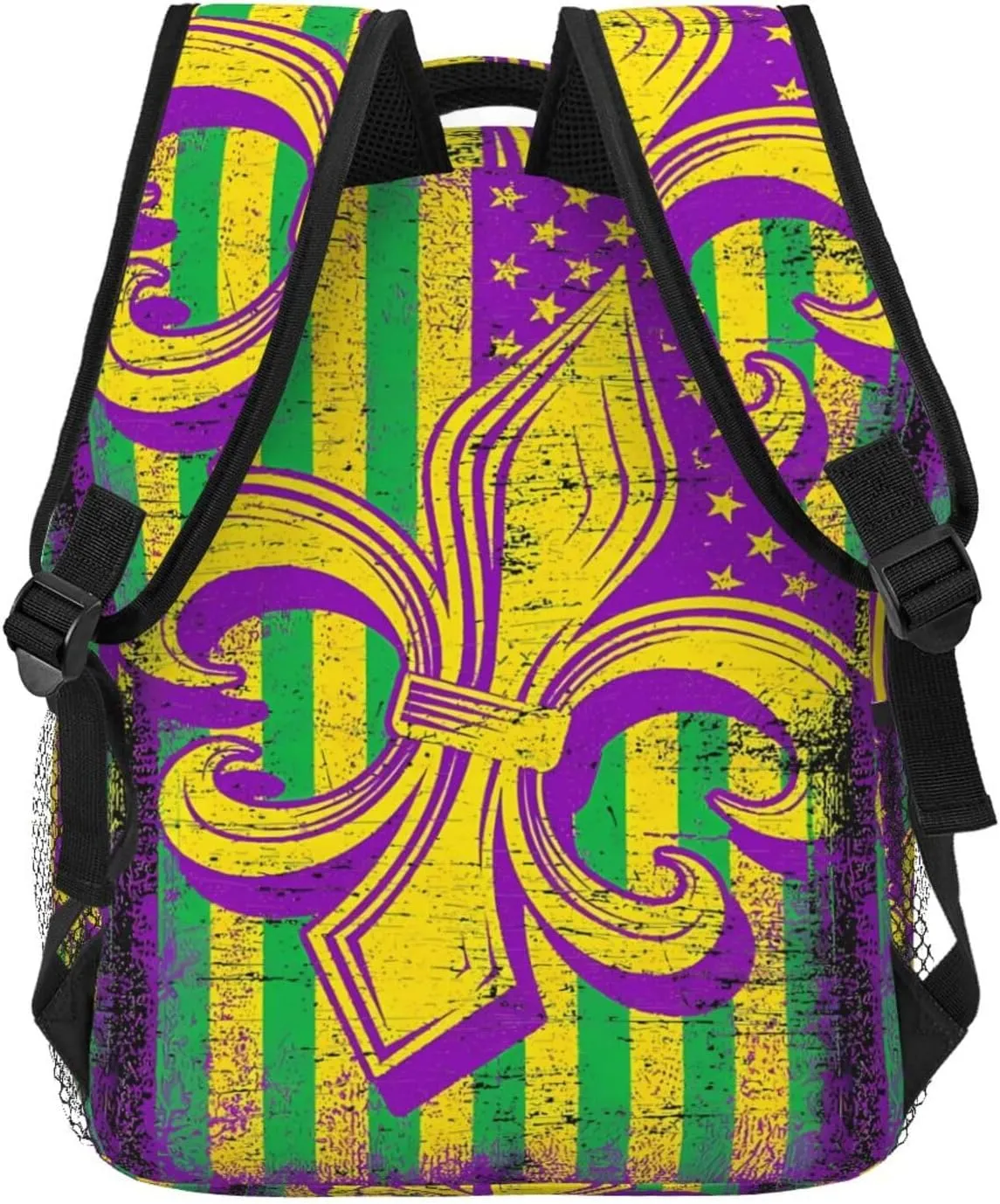Mardi Gras American Flag Carnival Celebration Backpack Casual Laptop Backpack Lightweight Double Shoulder Bag Travel Daypack For Women Men