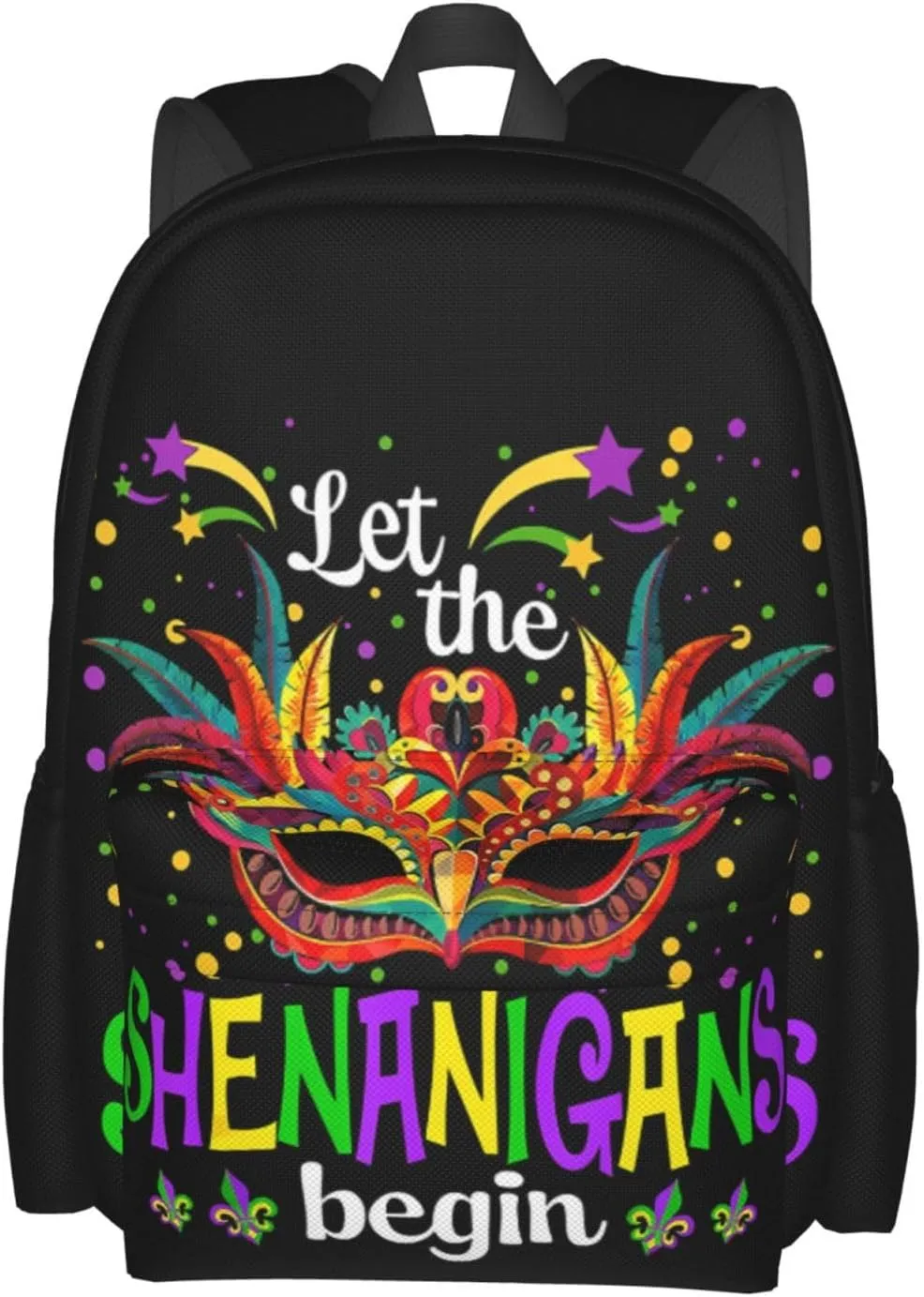 Mardi Gras Party Let The Shenanigans Begin Backpack Casual Laptop Backpack Large Capacity Double Shoulder Bag Travel Daypack For Women Men