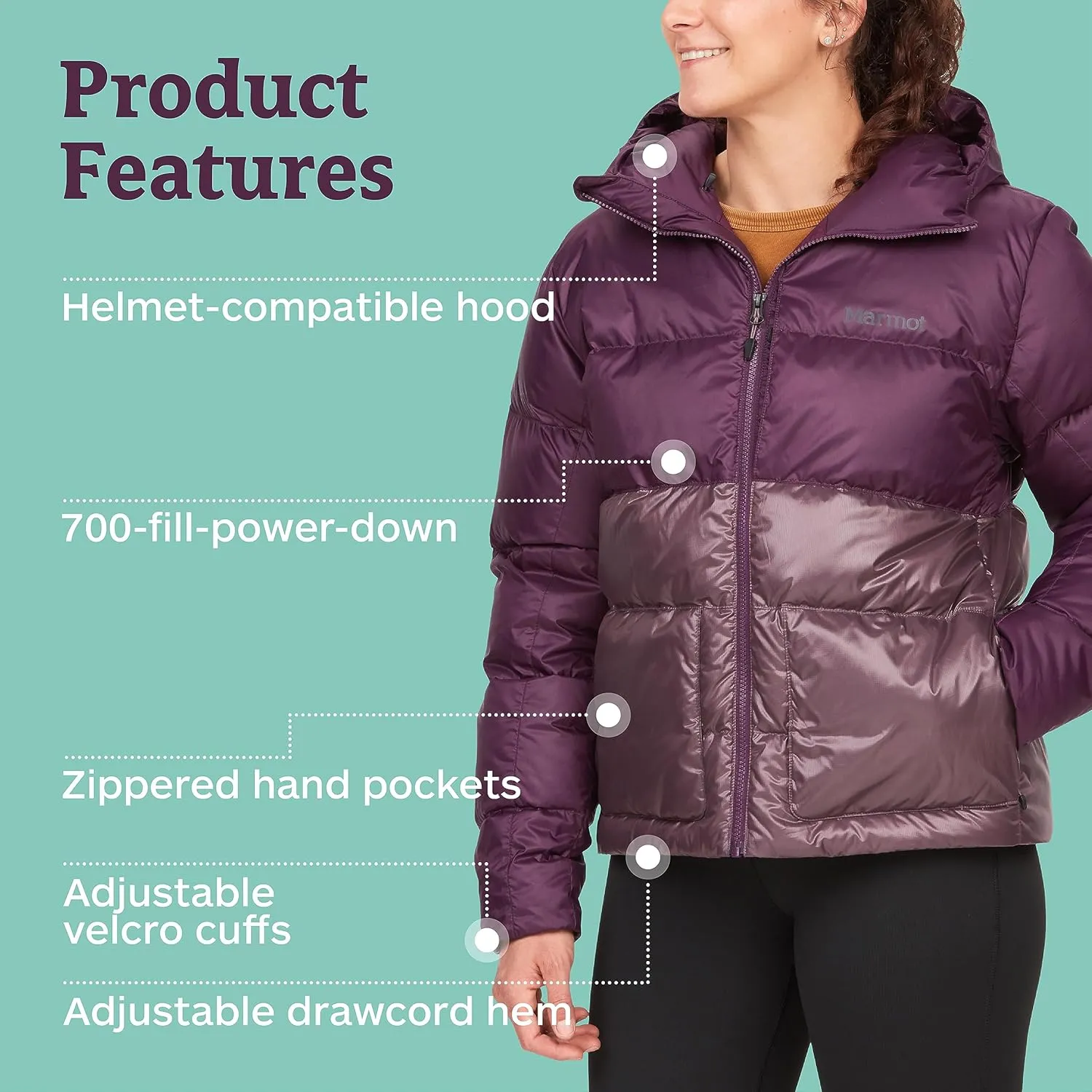 MARMOT Women's Guides Down Hoody - 700-Fill Insulated, Water-Resistant, Lightweight Puffer Jacket with Hood