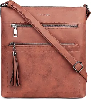 MASINTOR Crossbody Purses for Women, Multi Pocket Casual Crossbody Bag, Adjustable Strap Shoulder Bag with Tassel