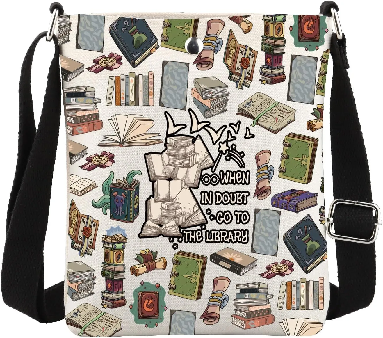 MBMSO Book Lover Gifts for Bibliophiles When in Doubt Go to the Library Purse Funny Bookaholic Gifts Librarian Crossbody Bag
