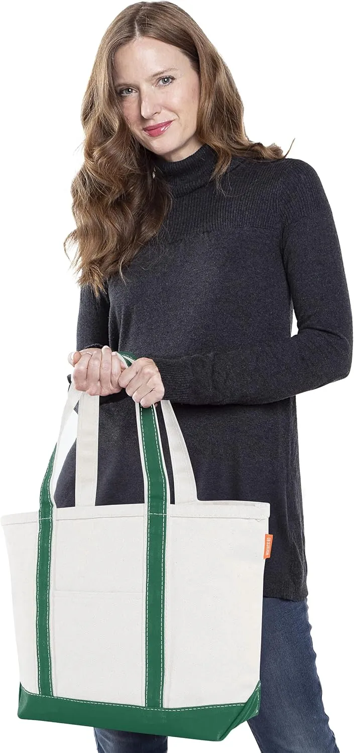 Medium Classic Canvas Tote Bag for Women, Top Zipper Closure, Outer Pocket, Daily Essentials, Groceries, Traveling