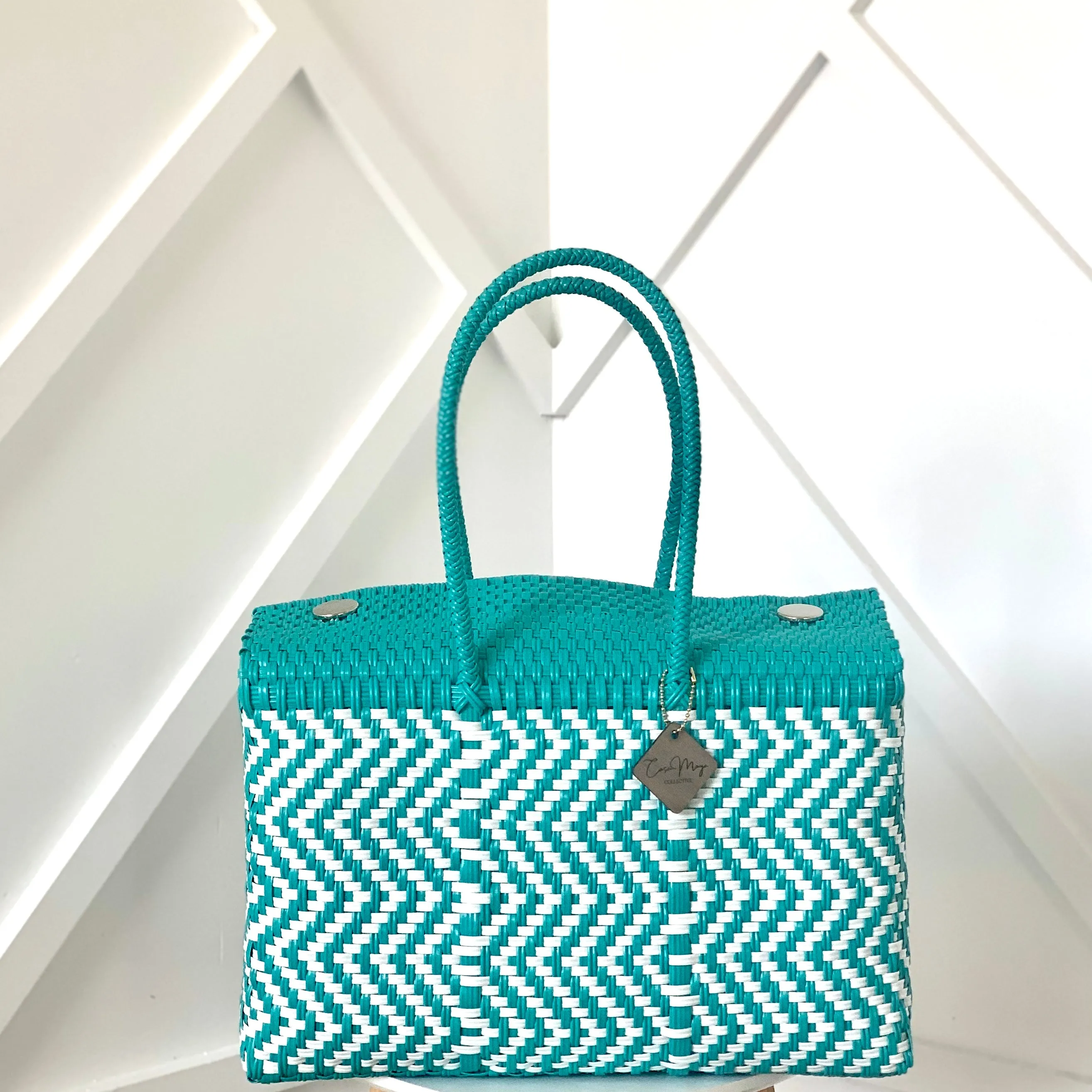 Medium Duffel - Aqua   White