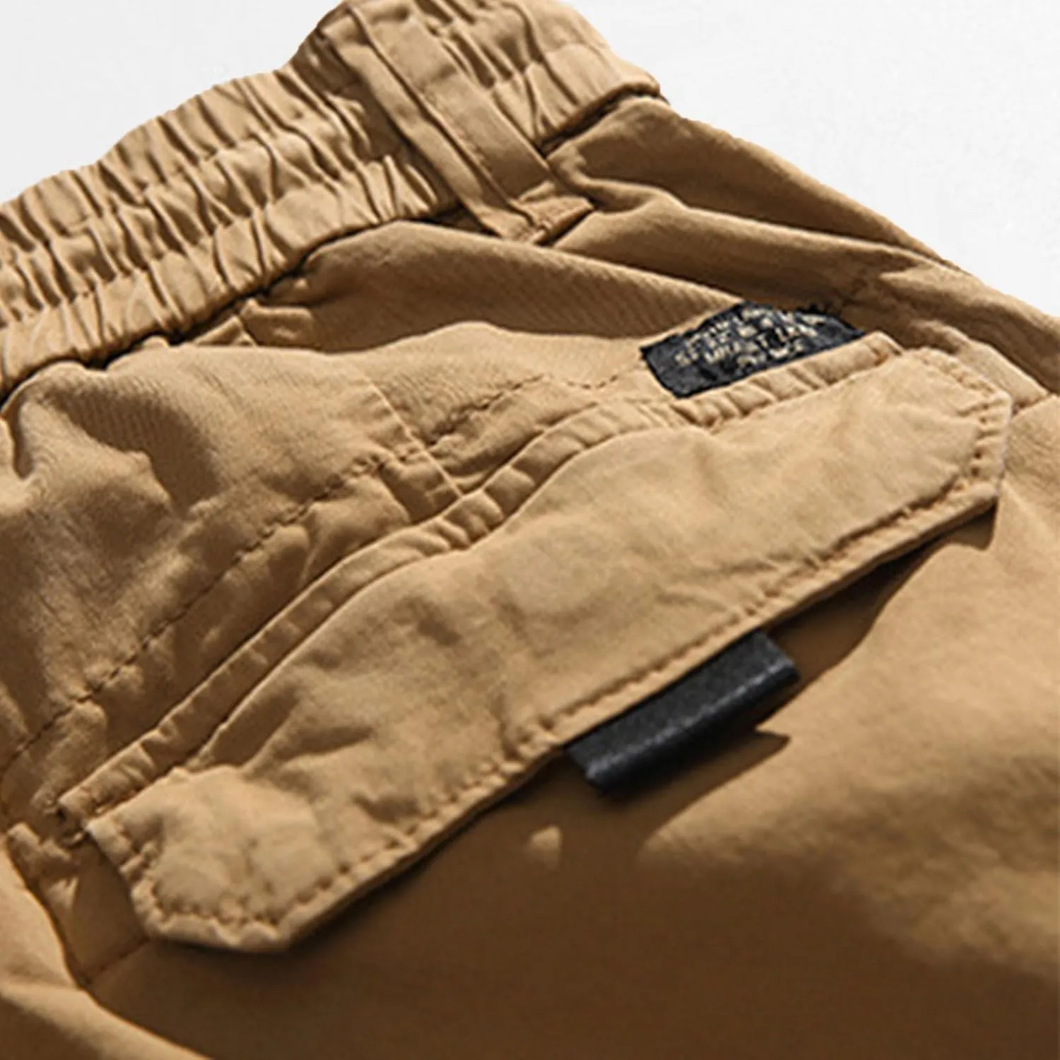 Mens Cargo Pants Drawstring Elastic Waist Work Joggers for Men Outdoor Camping Travel Trousers with Pocket