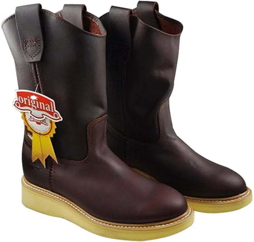 Men's Establo Work Boots Genuine Leather Color Honey Western Cowboy Pull On