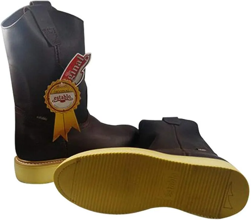 Men's Establo Work Boots Genuine Leather Color Honey Western Cowboy Pull On