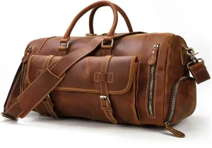 Men's Handbag Men's Leather Handbag Single Shoulder Straddle Bag with Shoe Position Cowhide Duffel Bag