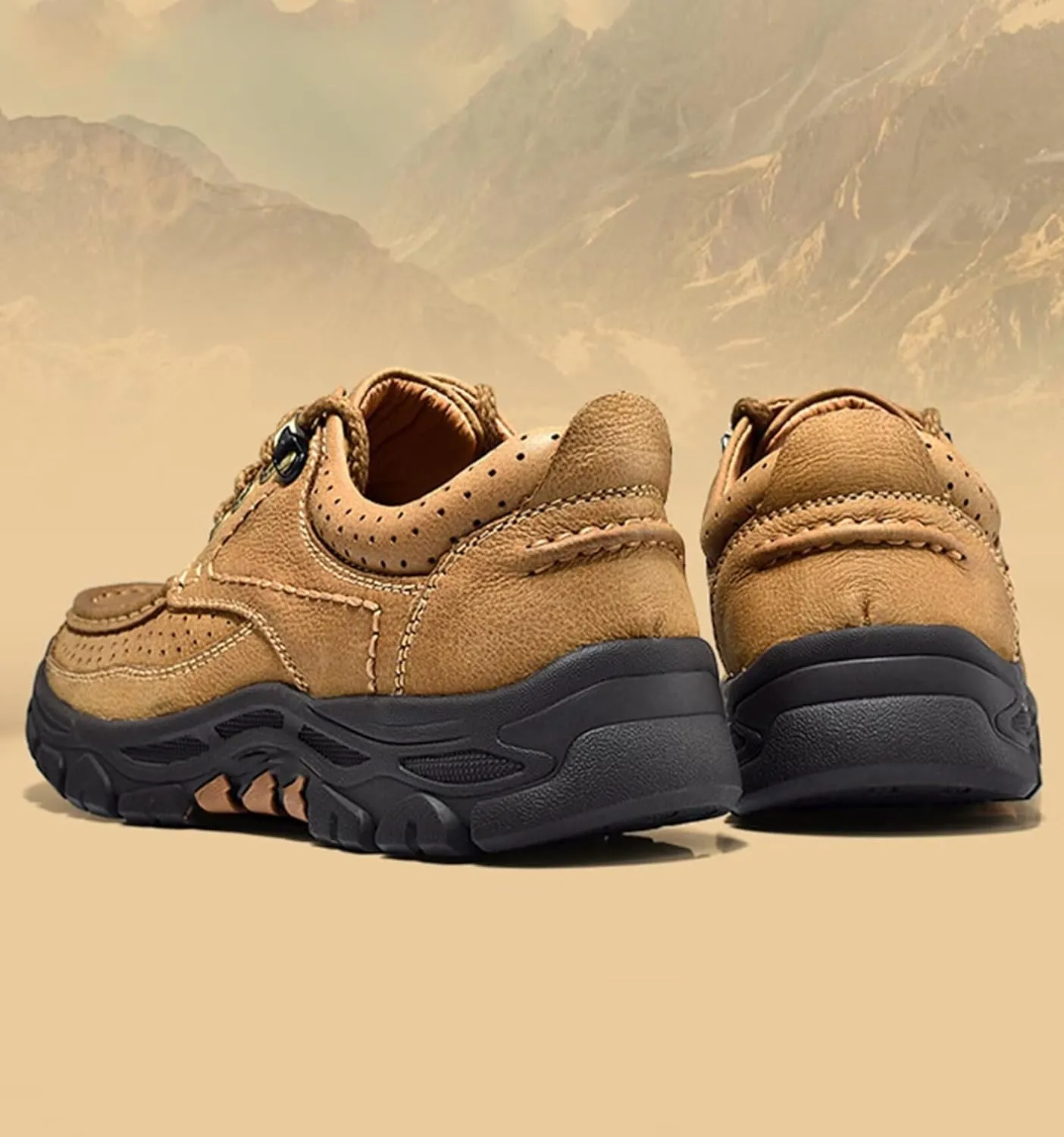 Men's Hiking Shoes Casual Sports Shoes Comfortable Leather Work Shoes Outdoor Camping Trekking Shoes