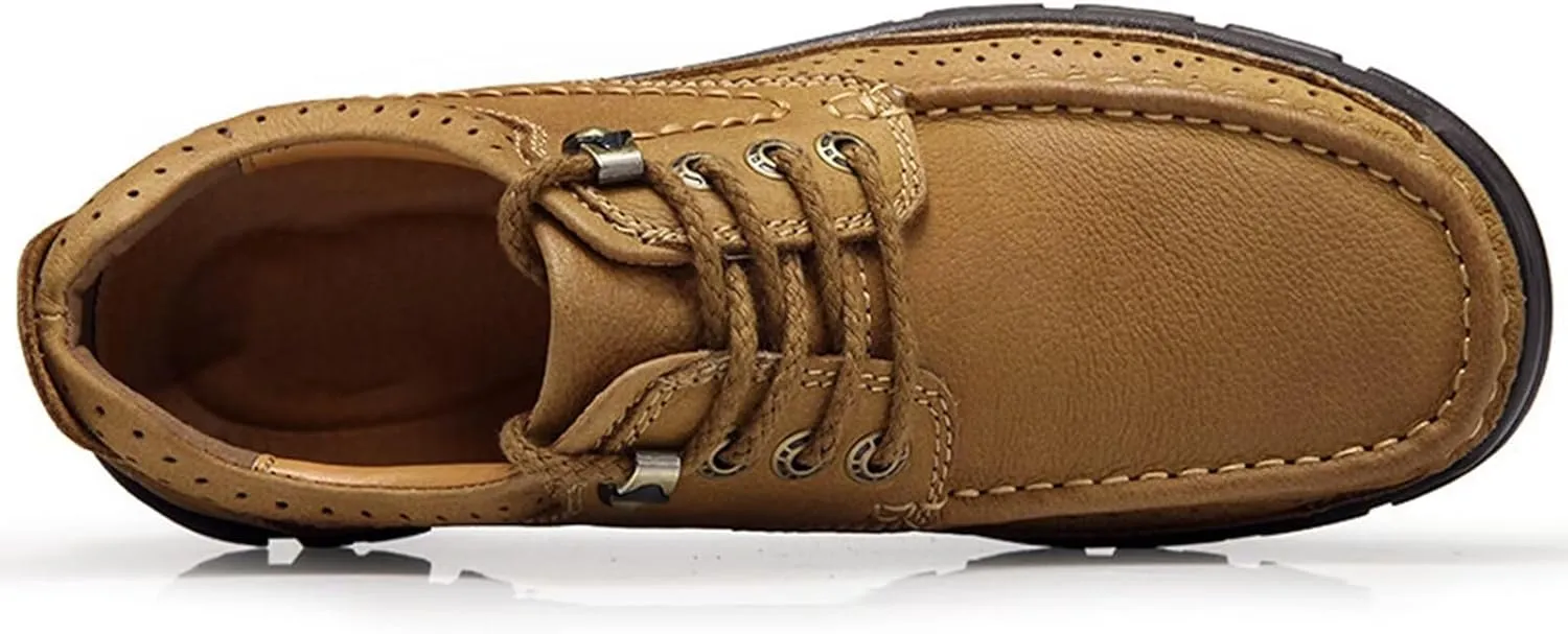 Men's Hiking Shoes Casual Sports Shoes Comfortable Leather Work Shoes Outdoor Camping Trekking Shoes