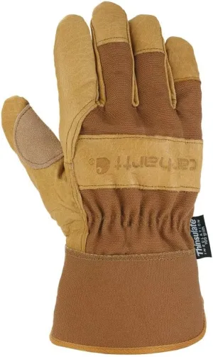 Mens Insulated Grain Leather Work Glove With Safety Cuff