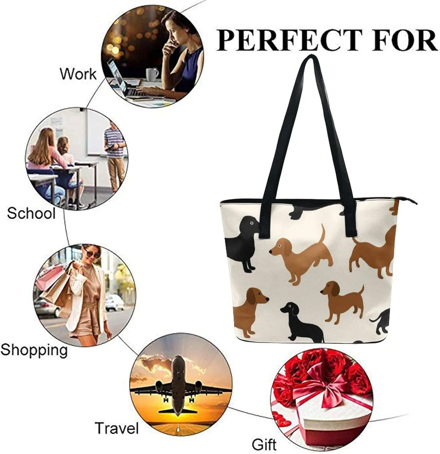 Men's Portable Tote Bag Trendy Modern Leather Handbag For Work Weekend