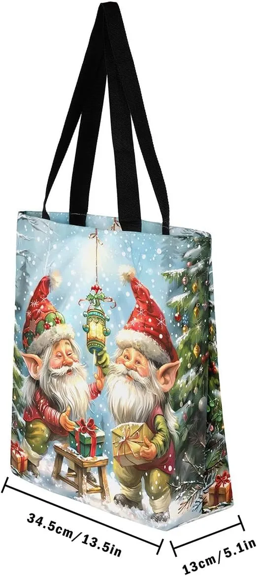 Merry Christmas Canvas Tote Bag,Santa Claus Travel Bag for Teens Adults,Xmas Large Capacity Shopping Bag