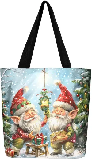 Merry Christmas Canvas Tote Bag,Santa Claus Travel Bag for Teens Adults,Xmas Large Capacity Shopping Bag