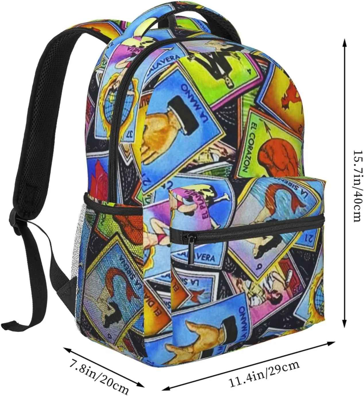 Mexican Loteria Cards Backpack Lightweight Double Shoulder Backpack Casual Laptop Backpacks For Women Men Travel