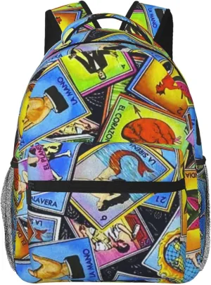 Mexican Loteria Cards Backpack Lightweight Double Shoulder Backpack Casual Laptop Backpacks For Women Men Travel