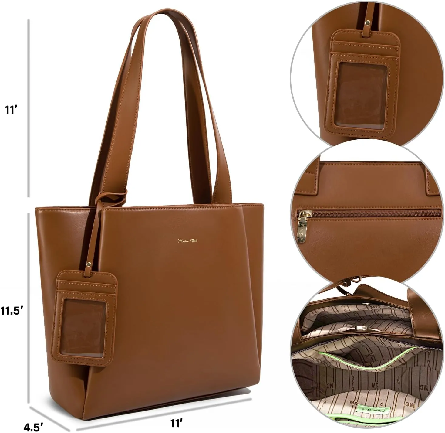 Milan Chiva Work Tote Bags for Women Middle Urban Tote Bag with Zip Compartments
