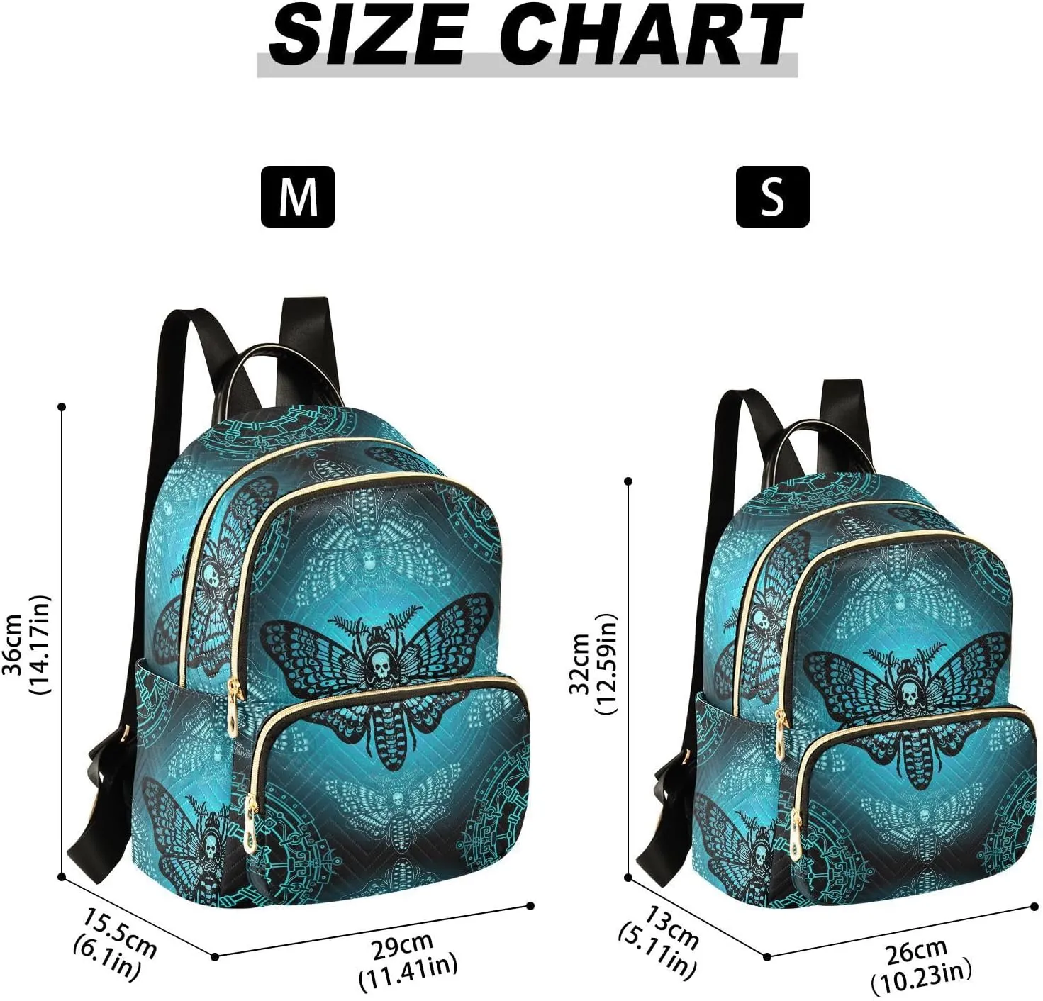 Mini Backpack Gothic Moth Skull Mystical Circle Fashion Backpack Purse for Women,Handbag Shoulder Bag Casual Daypack, Ladies Gift for College Work (S)