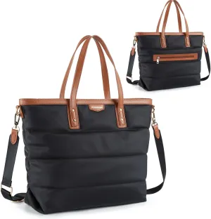 Missnine Tote Bag for Women 15.6 inch Laptop Bag Large Travel Tote Bag with Zipper, Quilted Puffer Handbags for Work
