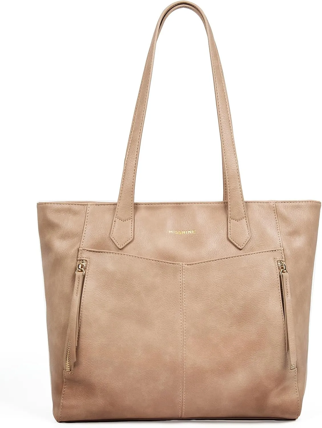 Missnine Tote Bag for Women with Zipper, Leather Purse and Handbags, Ladies Top-handle Shoulder Bags for Work, Casual, Travel