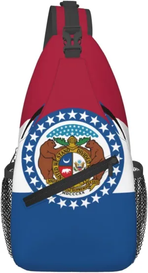 Missouri State Flag Multifunctional crossbody chest bag, travel hiking crossbody backpack, men's crossbody chest bag shoulder bag