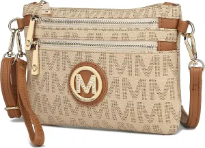 MKF Crossbody Bag for Women, Wristlet Strap – PU Leather Shoulder Handbag – Small Pocketbook Messenger Purse Black