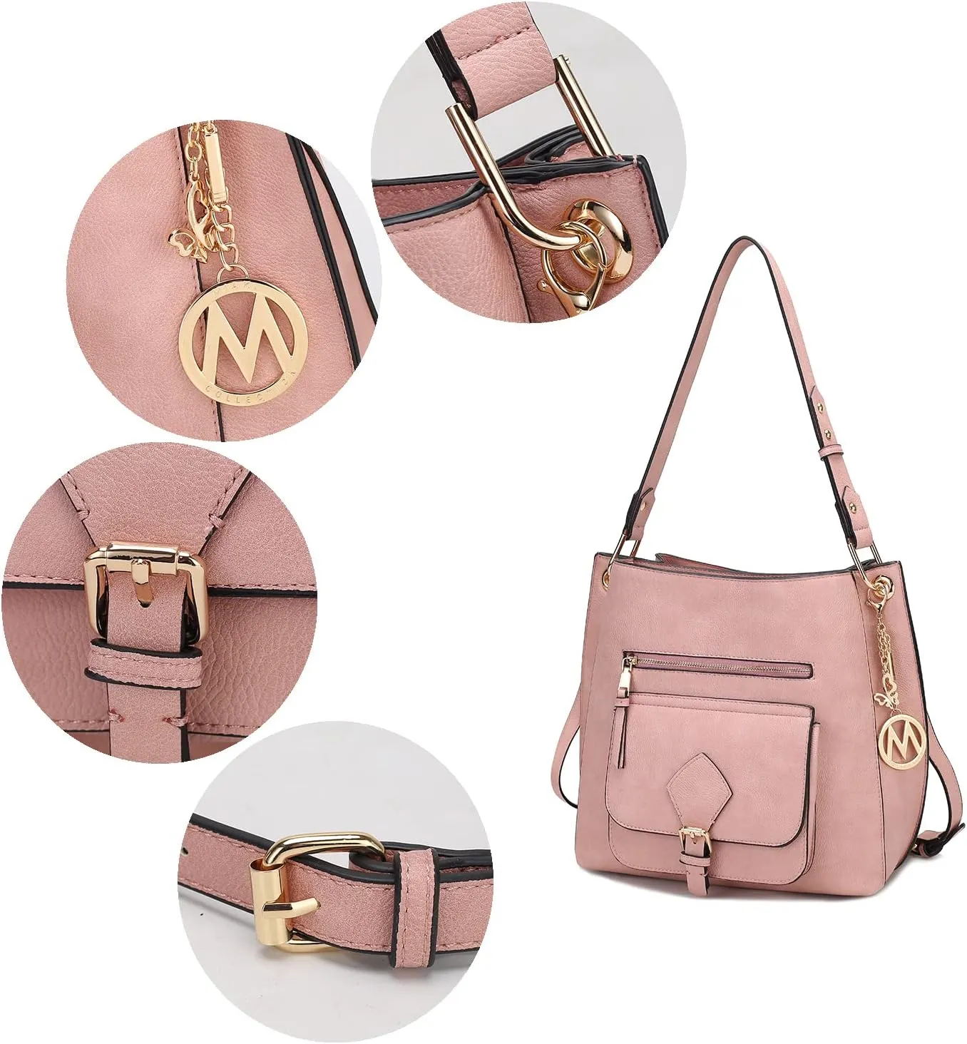 MKF Fashion Hobo Bag for Women – PU Leather Top Handle Handbag Purse – Crossbody Shoulder Strap Lady Pocketbook